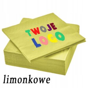 Serwetki papierowe 33x33cm z nadrukiem, limonkowe, 50 szt.