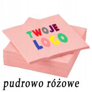 Serwetki papierowe 33x33cm z nadrukiem, pudrowy róż, 50 szt.