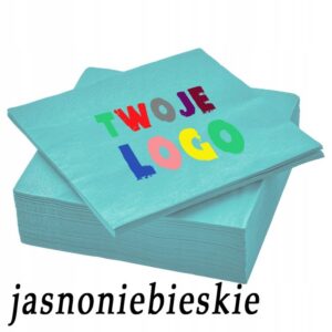Serwetki papierowe 33x33cm z nadrukiem, jasnoniebieskie, 50 szt.
