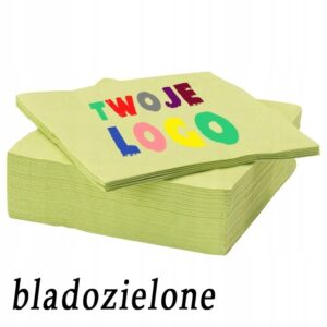 Serwetki papierowe 33x33cm z nadrukiem, bladozielone, 50 szt.