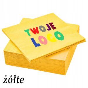 Serwetki papierowe 33x33cm z nadrukiem, żółte, 50 szt.