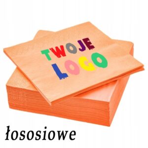 Serwetki papierowe 33x33cm z nadrukiem, łososiowe, 50 szt.