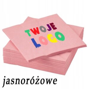 Serwetki papierowe 33x33cm z nadrukiem, jasnoróżowe, 50 szt.