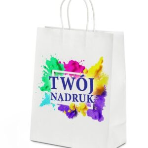 Torba papierowa 21x18x8cm biała, nadruk jednostronny, 10 szt.