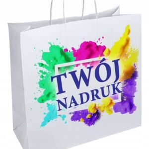 Torba papierowa 39x32x17cm biała, nadruk dwustronny, 10 szt.