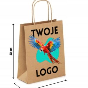 Torba papierowa 32x25x11cm eco kraft, nadruk dwustronny, 10 szt.