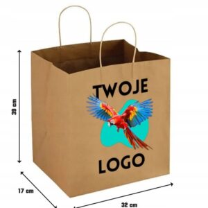 Torba papierowa 39x32x17cm eco kraft, nadruk dwustronny, 10 szt.