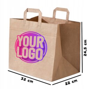 Torba papierowa kateringowa 32x22x24.5cm eco kraft, nadruk jednostronny, 10 szt.